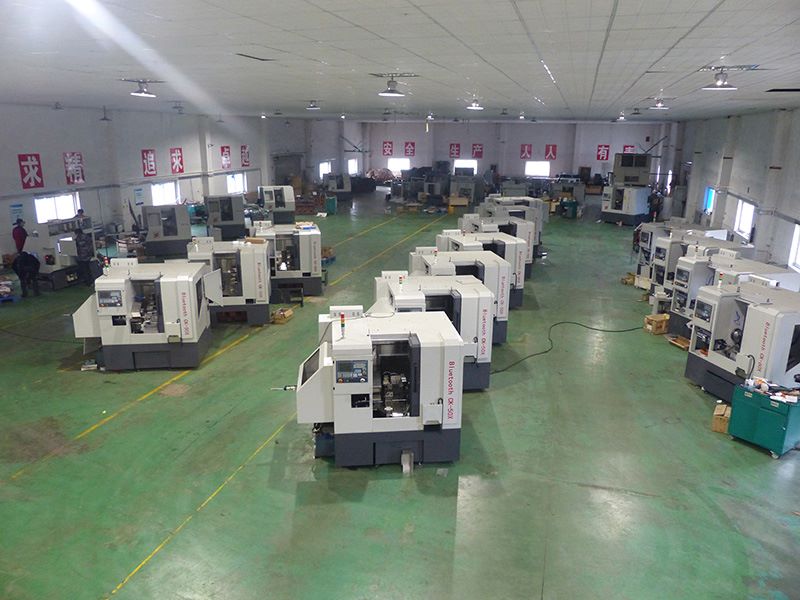 Neatly arranged finished and semi-finished CNC lathes in the assembly workshop