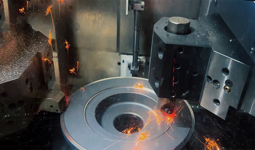 2nd Process Rough Turning: Dual-Tool Brake Disc Vertical Lathe in Action